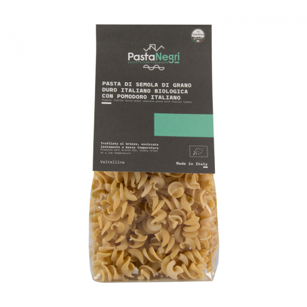 Durum wheat semolina fusilli with organic Italian tomato