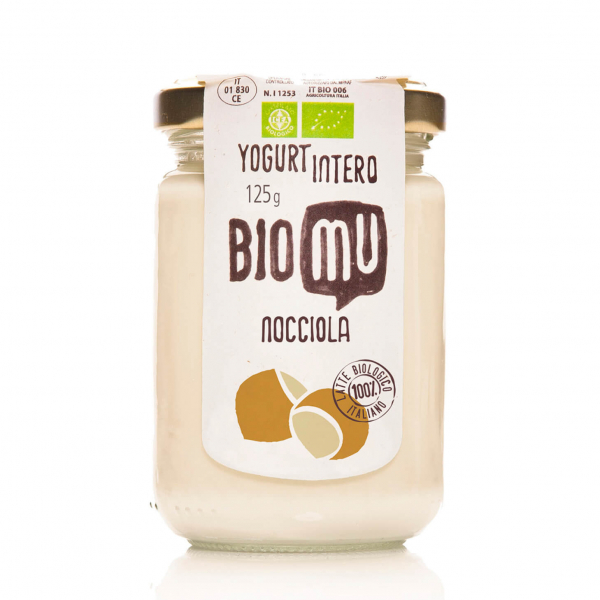 Yogurt intero alla nociolla, in vasetto di vetro richiudibile e 100% riciclabile venduto da Orobica Food